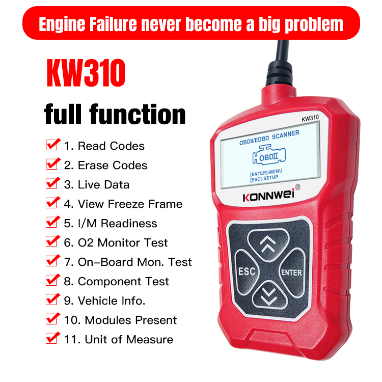 Konnwei kw310 Máy Quét Chẩn Đoán Lỗi Động Cơ obd 2 Đa Năng Cho Ô Tô
