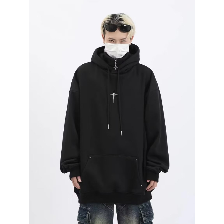 Áo hoodie nam Cổ Lọ Phối Khóa Kéo Thời Trang áo hoodie nữ Màu Trơn  hiphop áo hoodie unisex form rộng chất đũi cao cấp  áo hoodie nam