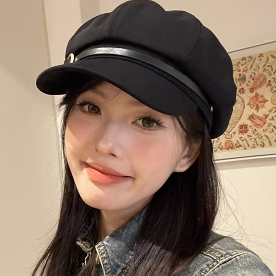 Mũ beret Màu Đen Phong Cách retro Nhật Bản Thời Trang Xuân Thu Cho Nữ