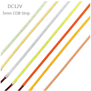 Fob Dải Đèn led cob 5mm dc12v ra90 Độ Sáng Cao Linh Hoạt 384leds / m Màu Xanh Dương / Trắng / Hồng / Vàng Trang Trí Nội Thất