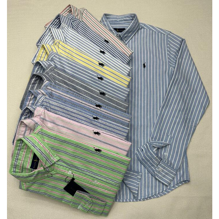 Áo sơ mi dài tay sọc Ralph Lauren Nam Áo sơ mi nam dài tay Polo Áo sơ mi dài tay mỏng Áo sơ mi dài tay Oxford Áo sơ mi không sắt Áo sơ mi sọc công sở trang trọng