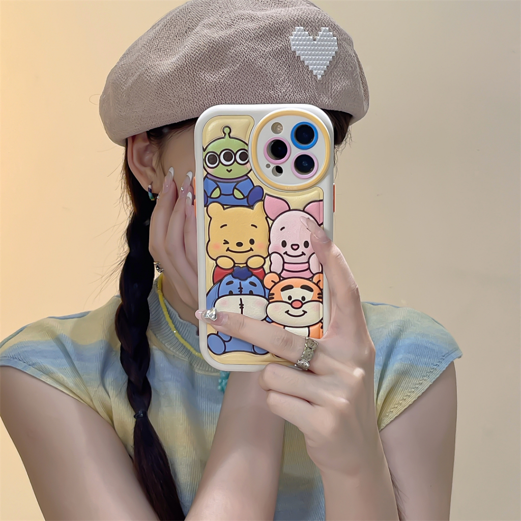 Hoạt Hình Ốp Điện Thoại Da Họa Tiết Ba Chiều Cho iphone 15promax 14promax 13 iphone11 12 promax