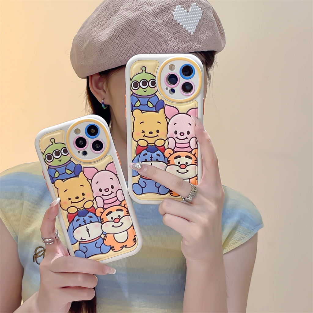 Hoạt Hình Ốp Điện Thoại Da Họa Tiết Ba Chiều Cho iphone 15promax 14promax 13 iphone11 12 promax