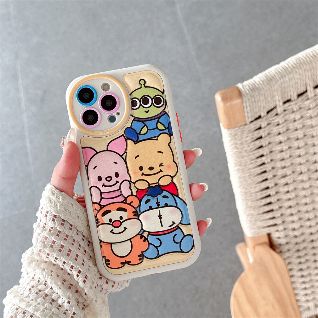 Hoạt Hình Ốp Điện Thoại Da Họa Tiết Ba Chiều Cho iphone 15promax 14promax 13 iphone11 12 promax