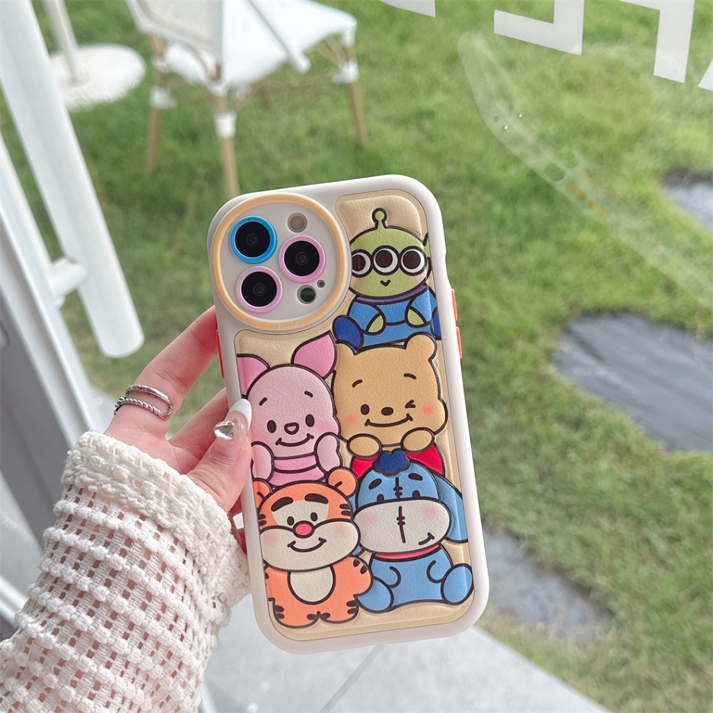 Hoạt Hình Ốp Điện Thoại Da Họa Tiết Ba Chiều Cho iphone 15promax 14promax 13 iphone11 12 promax