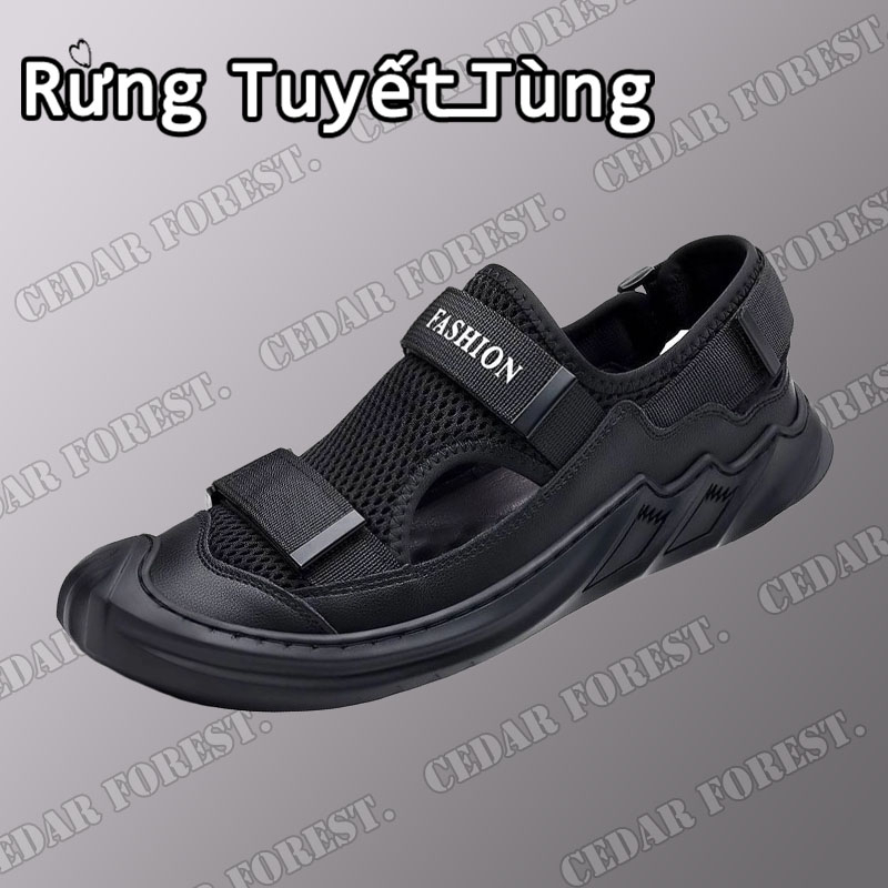 SHANMUSENLIN☘Xăng đan Da Phối Lưới Thoáng Khí Chống Trượt Phong Cách Hàn Quốc Thời Trang Mùa Hè Cho Nam
