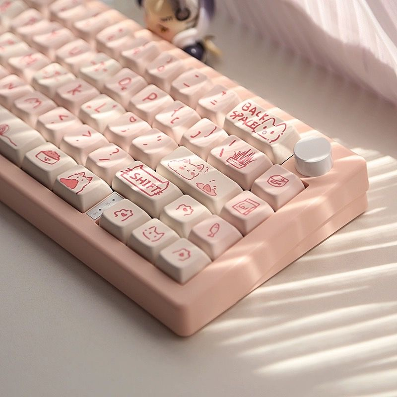 66/146 Phím Bột Meow Meow Keycaps MDA Dễ Thương PBT Năm mặt thăng hoa nhiệt 61/64/68/75/84/87/104/108 Dễ Thương Bàn Phím Cơ Keycap