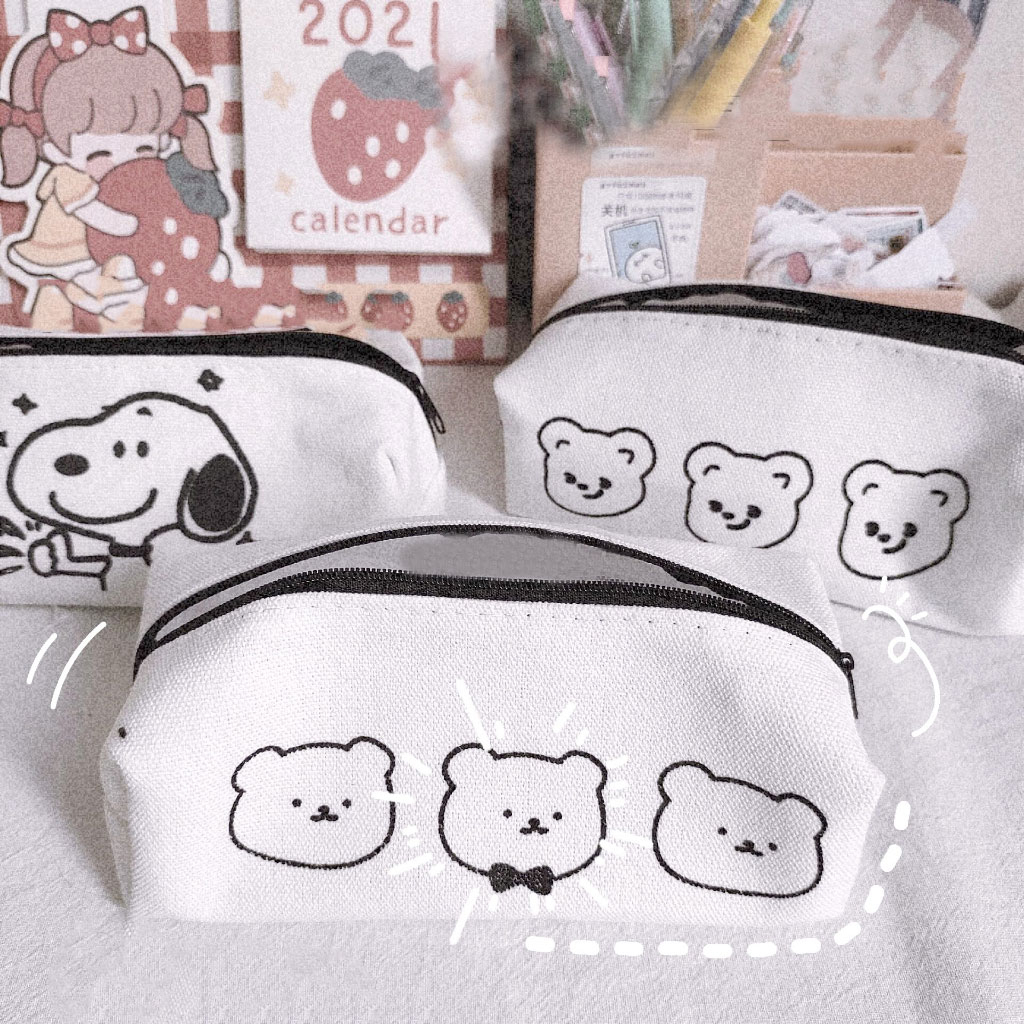 Bóp Viết Cỡ Lớn In Họa Tiết Hoạt Hình Snoopy Dễ Thương Cho Học Sinh