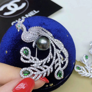 Trâm Cài Áo Mạ Vàng Đính Đá zircon Hình Chim Công Sang Trọng