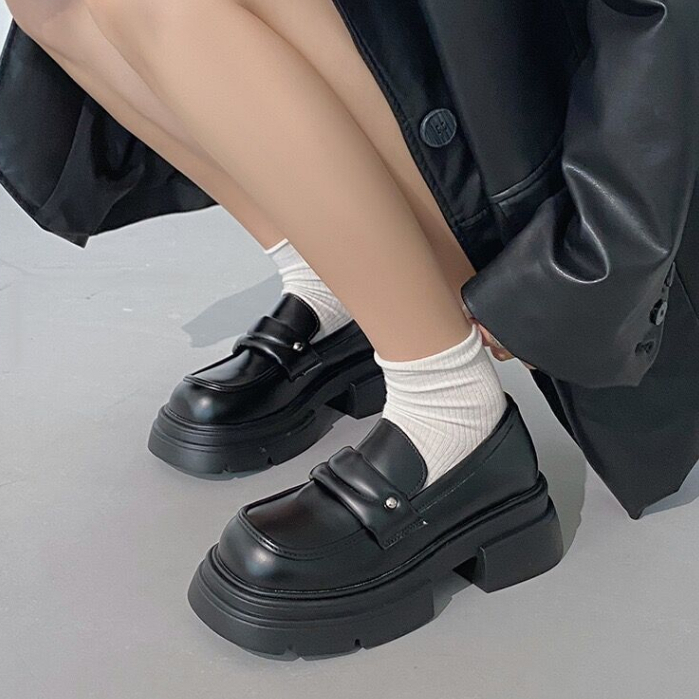 Giày Lười Đế Dày 6cm Chống Trượt Phong Cách Thời Trang Mới 2023