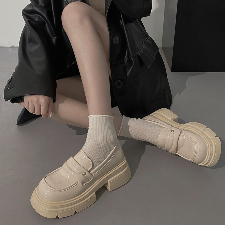 Giày Lười Đế Dày 6cm Chống Trượt Phong Cách Thời Trang Mới 2023