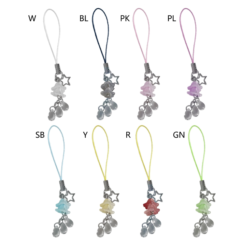 Winn diy handmade cute phone charm y2k women star mặt dây chuyền keychain dây đeo dây buộc