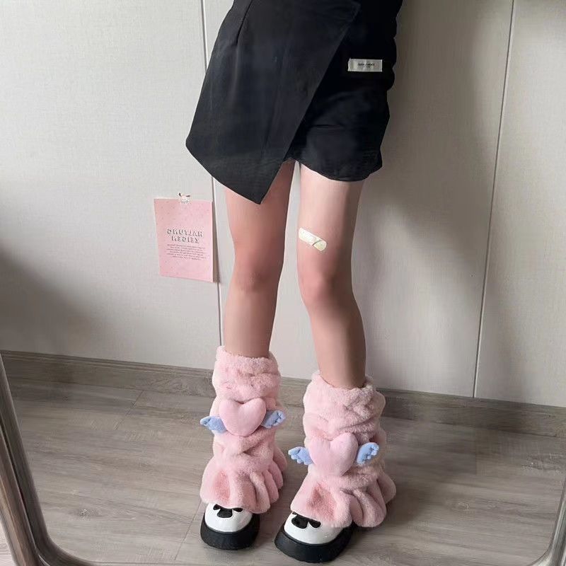 Vớ Bông Giữ Ấm Chân Màu Hồng y2k Phong Cách harajuku Nhật Bản Cho Nữ Sinh