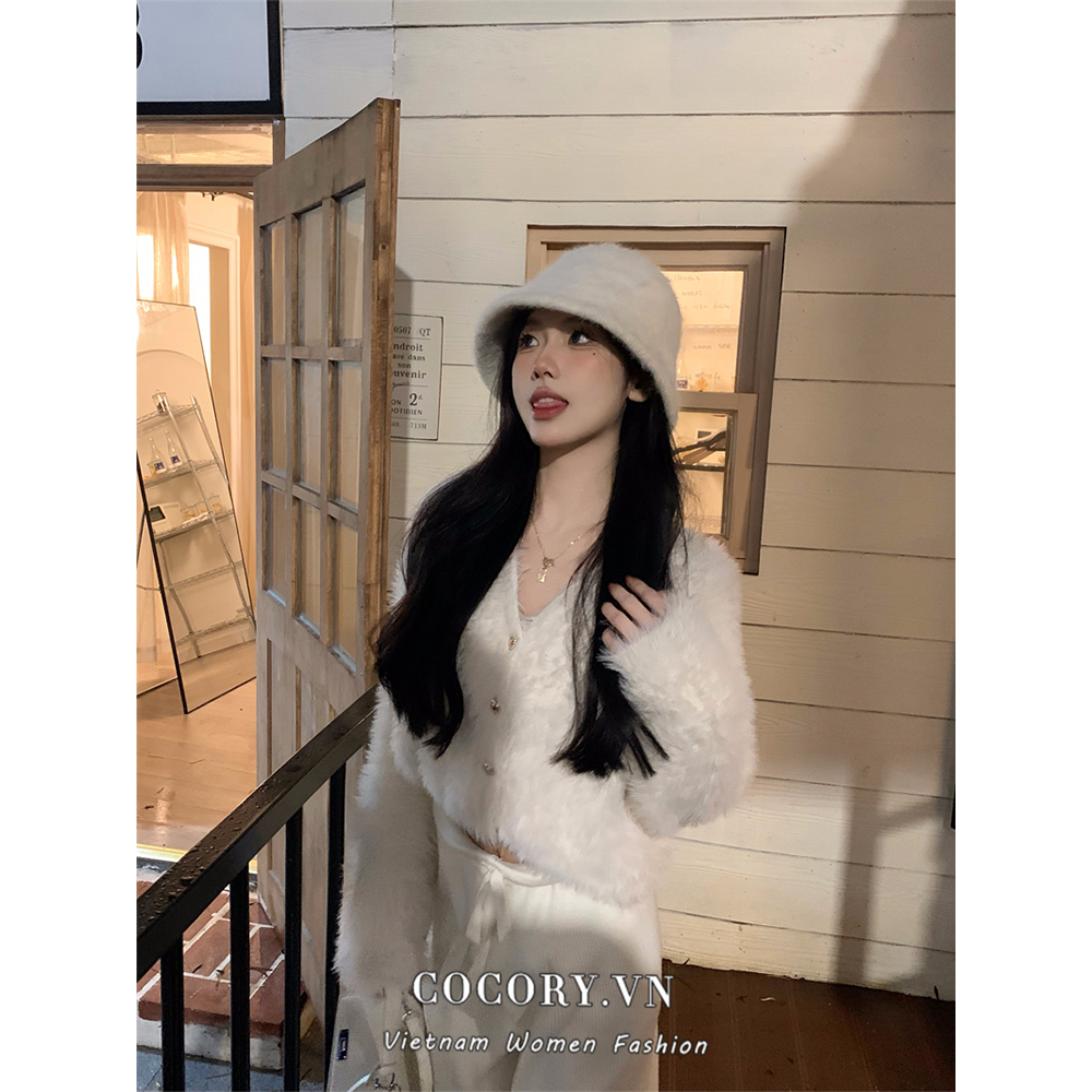 Cocory vn Áo Khoác cardigan Dệt Kim Tay Dài Dáng Rộng y2k Thời Trang Cho Nữ