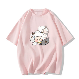 SELVZE Áo Thun cotton Tay Ngắn Dáng Rộng In Họa Tiết Hoạt Hình Phong Cách Cổ Điển Thời Trang