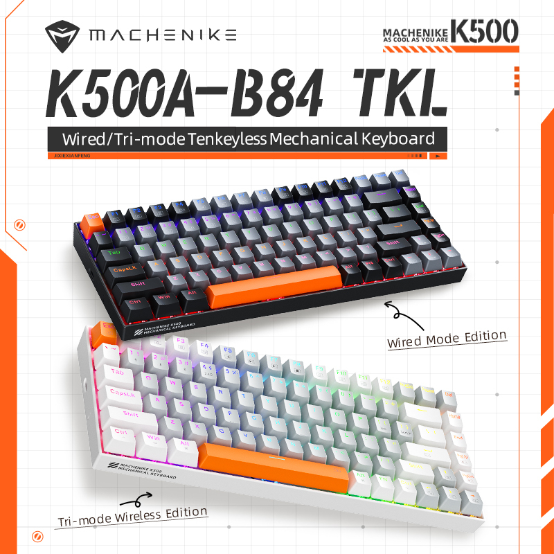 Bàn phím cơ chơi game MACHENIKE K500 B84 75% phím có dây LED