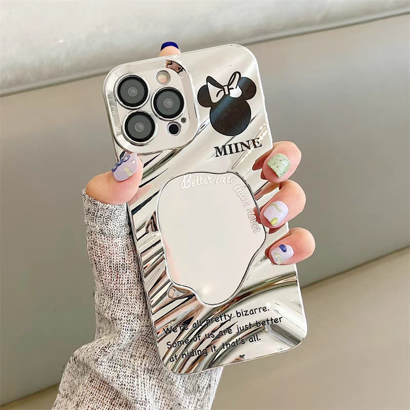 Ốp Điện Thoại Tráng Gương Mạ Điện Hình mickey minnie Cho iphone 15 14 13 11 12 pro max