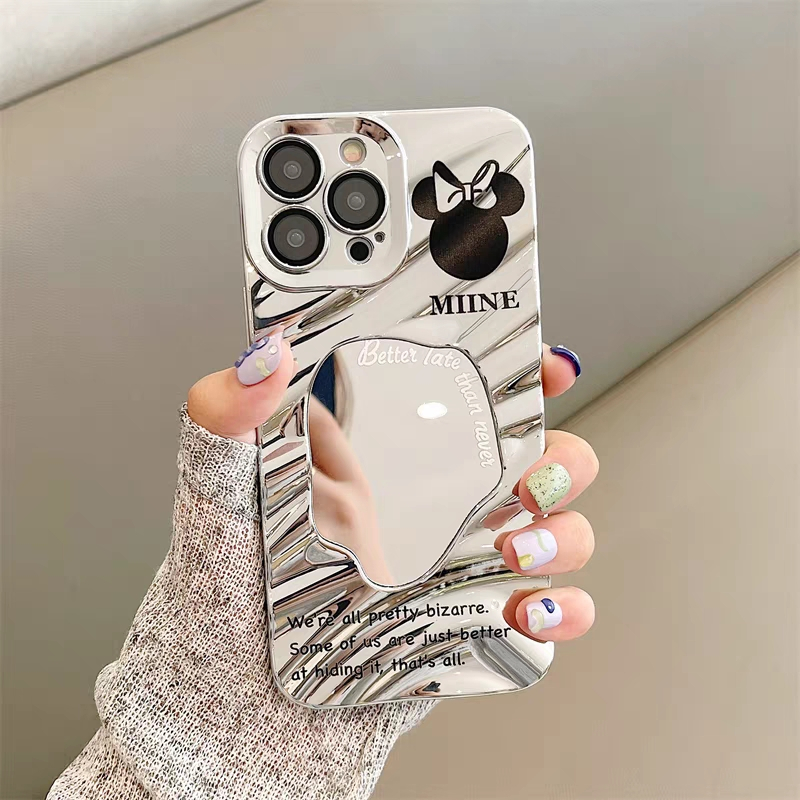 Ốp Điện Thoại Tráng Gương Mạ Điện Hình mickey minnie Cho iphone 15 14 13 11 12 pro max
