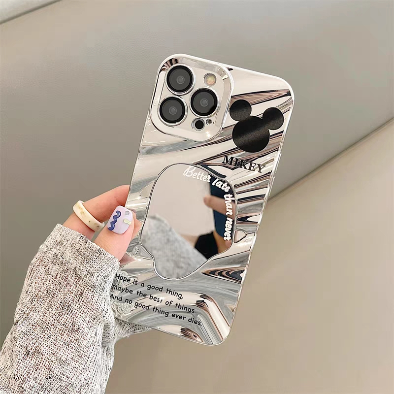 Ốp Điện Thoại Tráng Gương Mạ Điện Hình mickey minnie Cho iphone 15 14 13 11 12 pro max