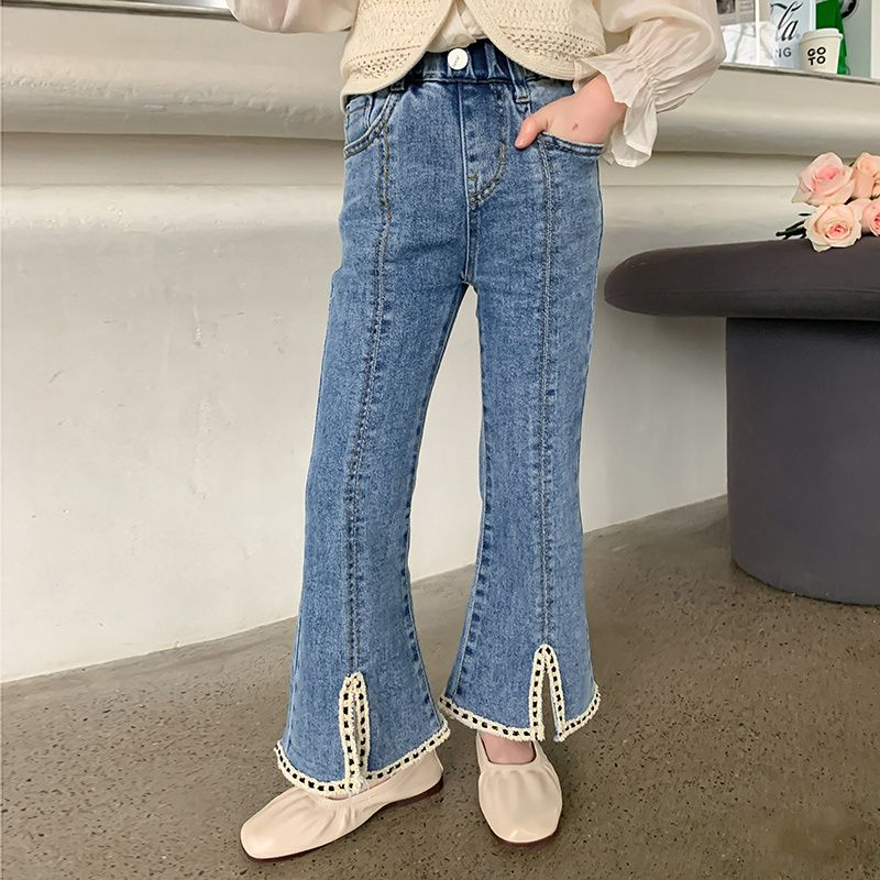 Quần Jean Dài Phong Cách retro Thời Trang Xuân Thu 2023 Mới Cho Bé Gái