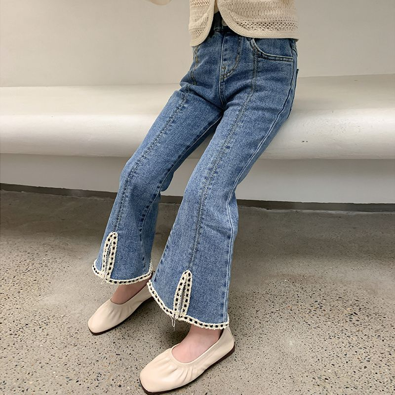 Quần Jean Dài Phong Cách retro Thời Trang Xuân Thu 2023 Mới Cho Bé Gái