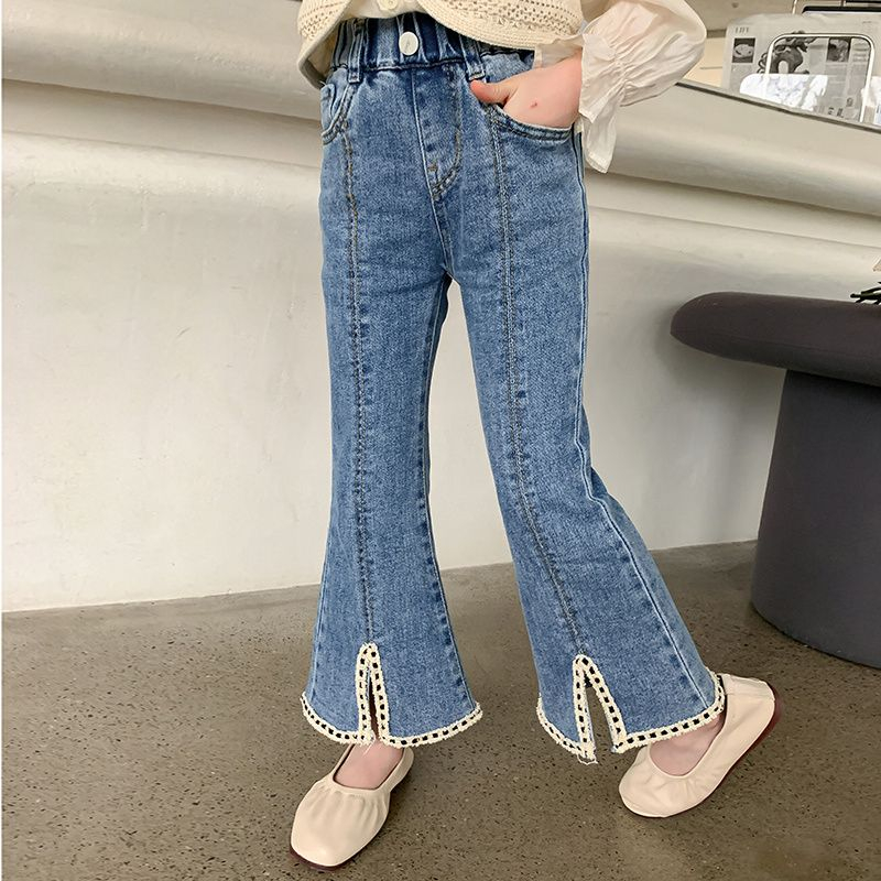 Quần Jean Dài Phong Cách retro Thời Trang Xuân Thu 2023 Mới Cho Bé Gái