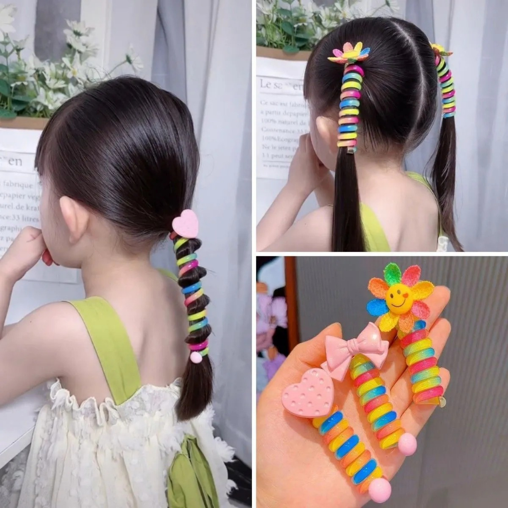 Dây Buộc Tóc Cao Su buộc tóc lò xo Co Giãn Đính Hoa Dễ Thương Cho Nữ