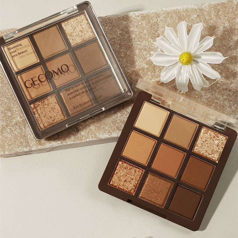 Gecomo Bảng Phấn Mắt 9 Màu Sắc Tự Nhiên Mượt Mà Lâu Trôi
