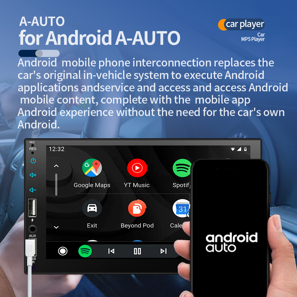 Máy Nghe Nhạc mp5 7 "carplay 1 din Màn Hình Cảm Ứng hd Đa Phương Tiện fm aux usb Kết Nối bluetooth Tự Động Thông Dụng Cho Xe Hơi