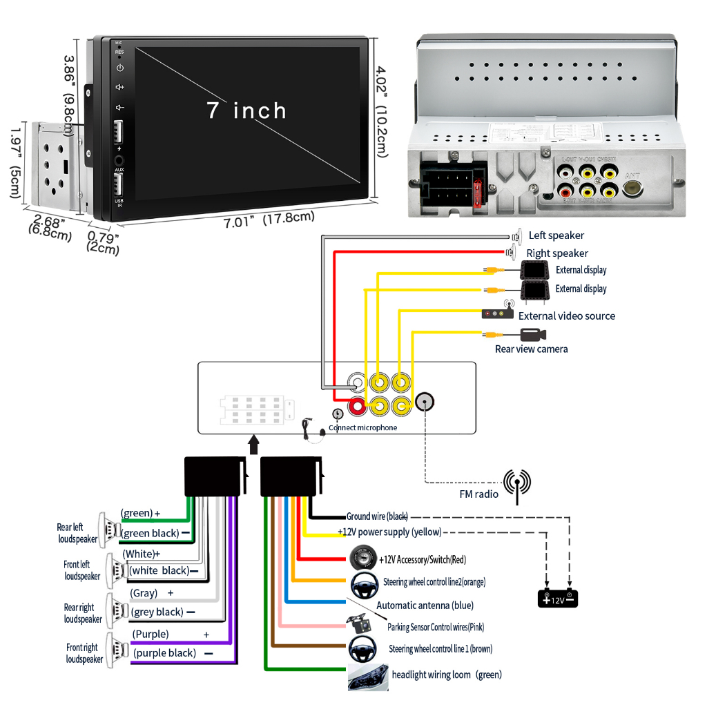 Máy Nghe Nhạc mp5 7 "carplay 1 din Màn Hình Cảm Ứng hd Đa Phương Tiện fm aux usb Kết Nối bluetooth Tự Động Thông Dụng Cho Xe Hơi