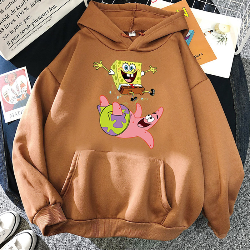 Áo hoodie sweatshirt Tay Dài in Hình spongebob squarepants Nhật Bản Giản Dị Dành Cho Nam Nữ