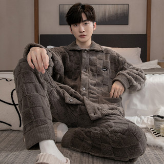 Bộ đồ ngủ nam mùa thu đông, bộ đồ ngủ nhung san hô, bộ quần áo gia đình ấm áp sang trọng và dày dặn