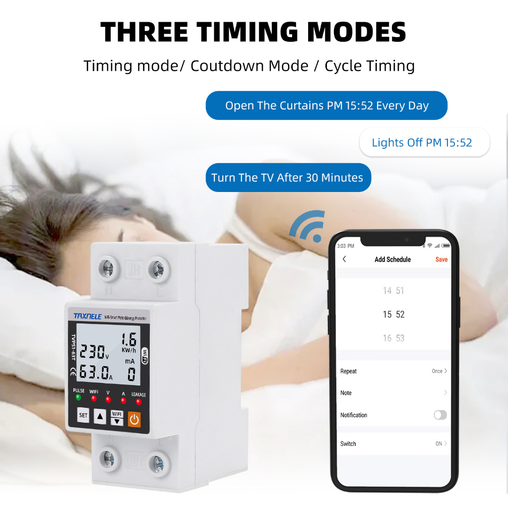 Thiết Bị Rơ Le Ngắt Điện Thông Minh 63A TUYA WiFi