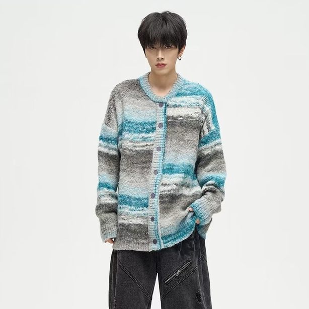 Áo Khoác cardigan Họa Tiết Kẻ Sọc Phong Cách vintage Thời Trang Cho Nữ