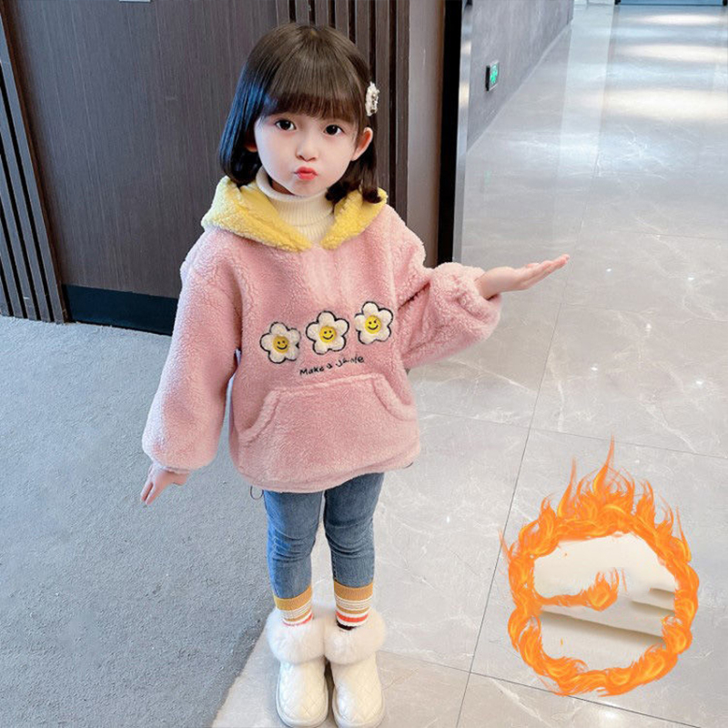 Áo Hoodie Vải Lông Cừu Dày Ấm Áp Thoải Mái Cho Bé Mặc Ở Nhà