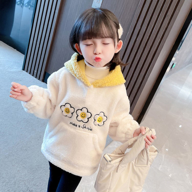 Áo Hoodie Vải Lông Cừu Dày Ấm Áp Thoải Mái Cho Bé Mặc Ở Nhà