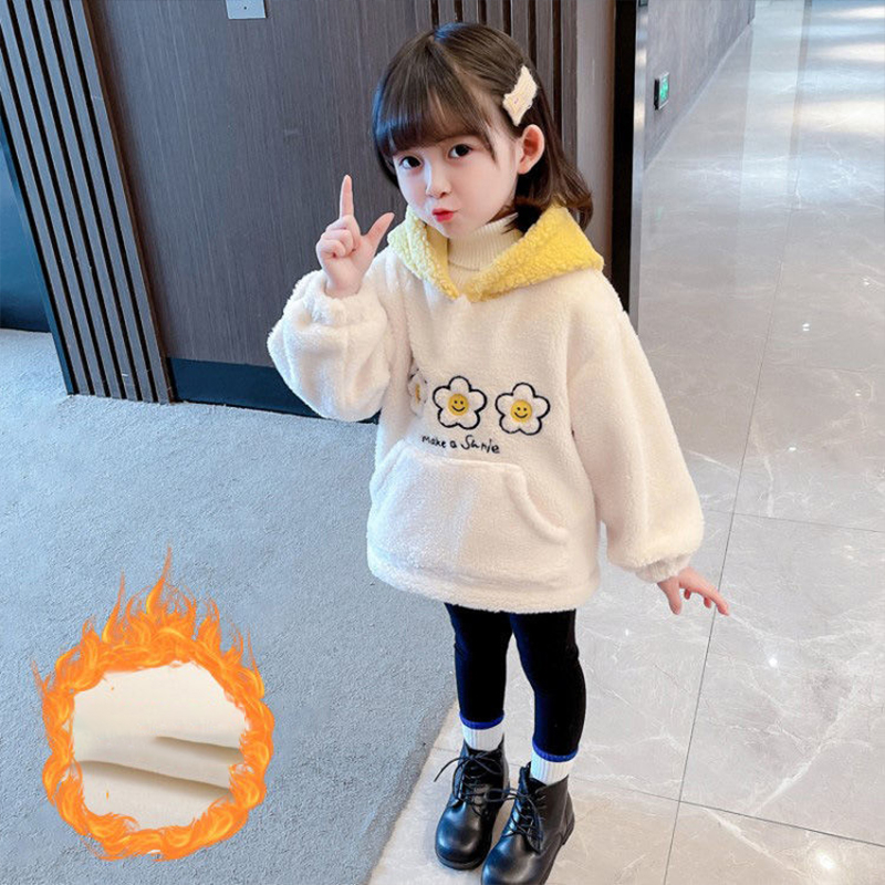 Áo Hoodie Vải Lông Cừu Dày Ấm Áp Thoải Mái Cho Bé Mặc Ở Nhà