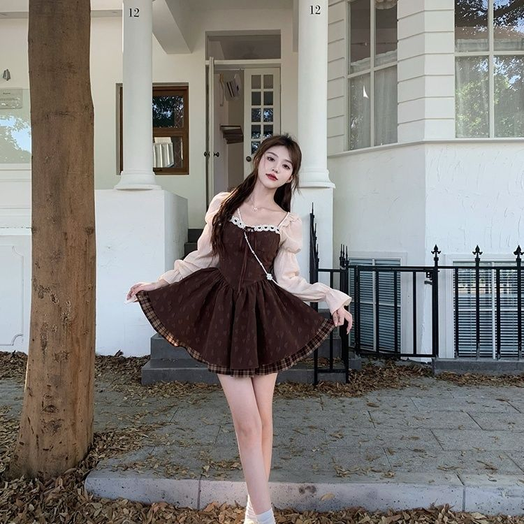 Đầm Chữ a Ôm Dáng Phong Cách retro Mùa Thu Mới Cho Nữ