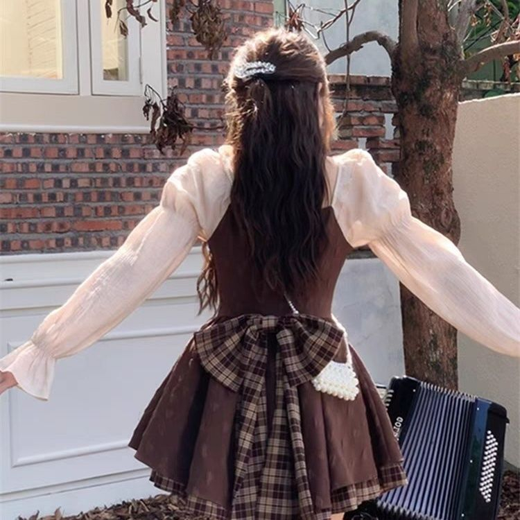 Đầm Chữ a Ôm Dáng Phong Cách retro Mùa Thu Mới Cho Nữ