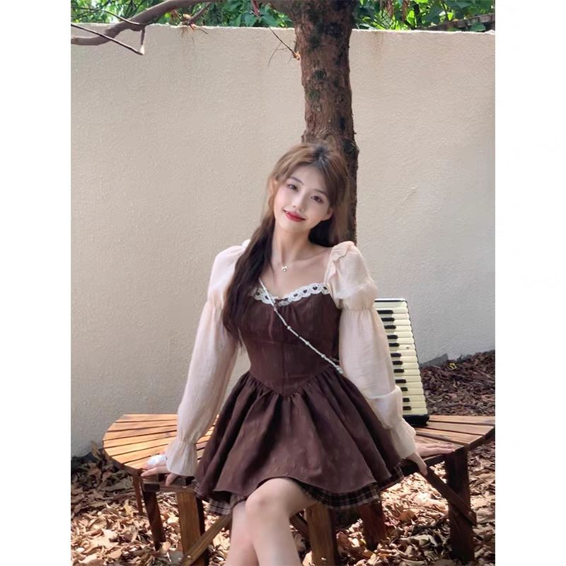 Đầm Chữ a Ôm Dáng Phong Cách retro Mùa Thu Mới Cho Nữ