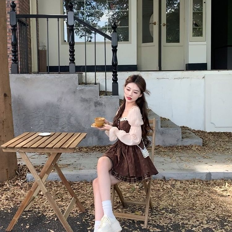 Đầm Chữ a Ôm Dáng Phong Cách retro Mùa Thu Mới Cho Nữ