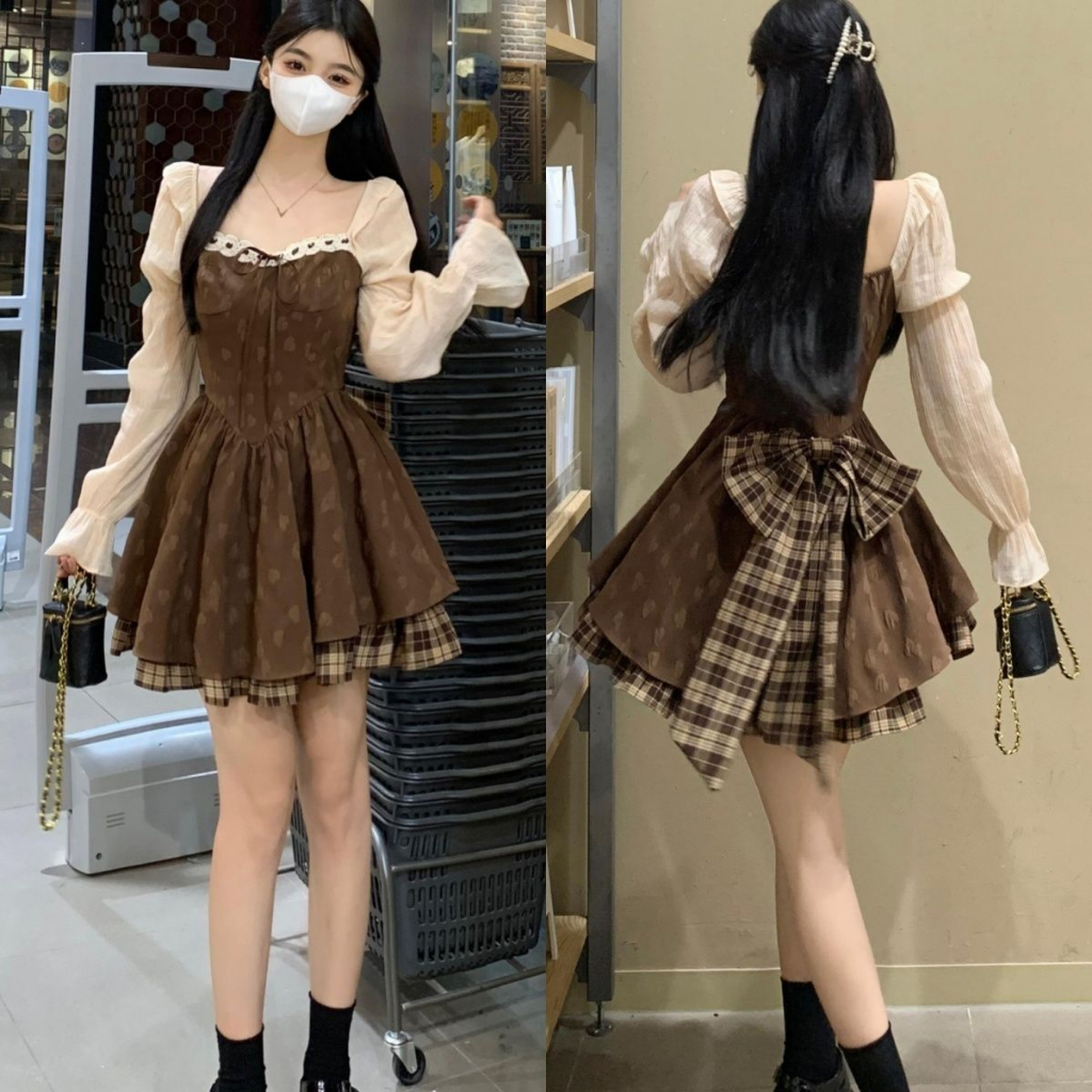 Đầm Chữ a Ôm Dáng Phong Cách retro Mùa Thu Mới Cho Nữ