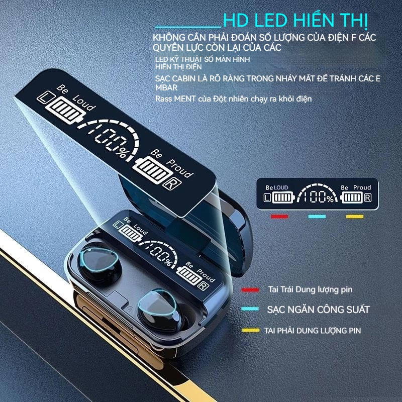 Tai Nghe bluetooth 5.1 m10 pro Thông Minh tws Không Dây Có Nút Điều Khiển Đèn led 9d Cho iphone xiaomi samsung android