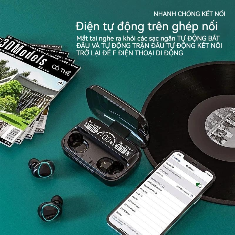 Tai Nghe bluetooth 5.1 m10 pro Thông Minh tws Không Dây Có Nút Điều Khiển Đèn led 9d Cho iphone xiaomi samsung android