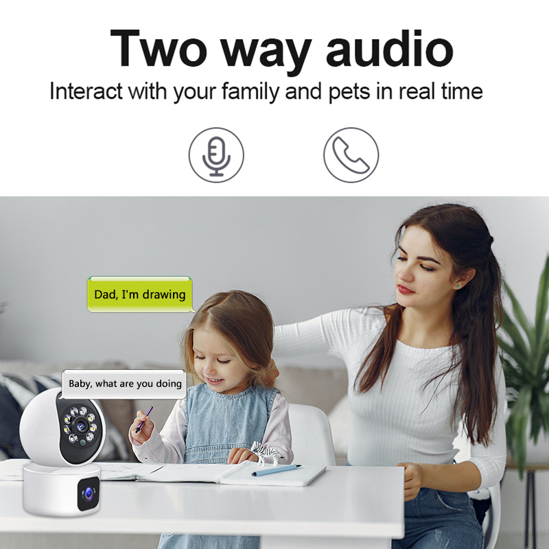 LLSEE, Ultra HD 3MP, Camera Wifi không dây, Camera Mini 360 Camera trong nhà, Màn hình kép một mắt, Cuộc gọi hai chiều, Tầm nhìn ban đêm đầy màu sắc, Báo động theo dõi di động.