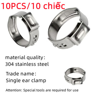 10pcs kẹp ống thép không gỉ 304 dày, vòng khóa tai đơn, kẹp họng nước dầu khí mạnh mẽ