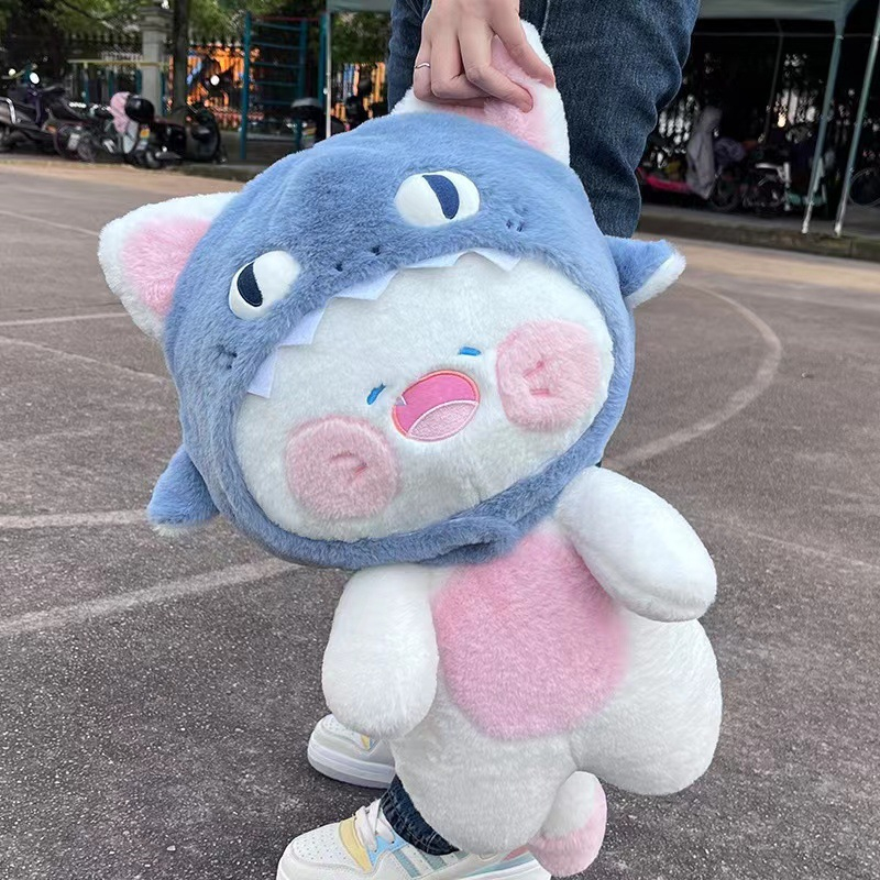 Mr.Puffer Thú Nhồi Bông Hình Cá Mập Đội Mũ Nguỵ Trang Trí Siêu Mềm
