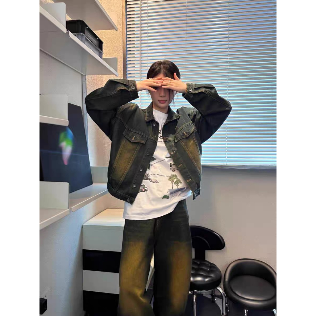 Thời trang nam，áo khoác nam+quần bò nam，quần jeans，Set Áo Khoác Jean + Quần jeans Phong Cách vintage Thời Trang Cho Nam，Quần ống rộng，quần âu nam，quần bigsize，quần tây nam， đồ bộ nam，