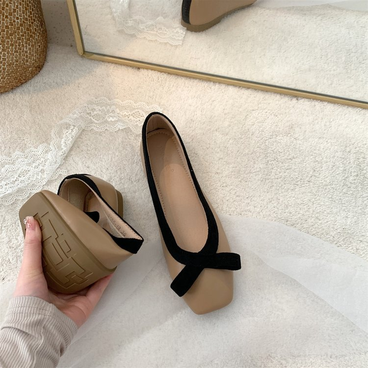 YAOLI  thời trang mới nhỏ thơm ngón chân vuông miệng nông giày bệt