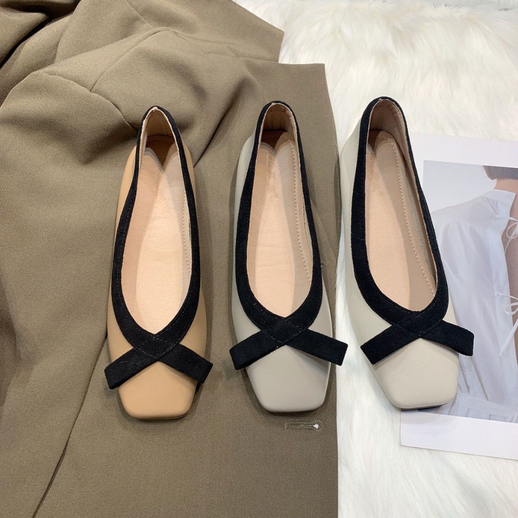 YAOLI  thời trang mới nhỏ thơm ngón chân vuông miệng nông giày bệt